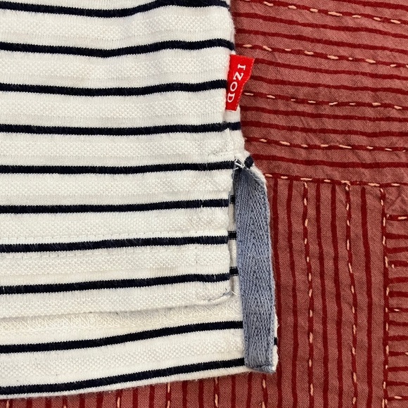 Izod men’s XXL Navy and White Striped short sleeve cotton Polo - Picture 4 of 11